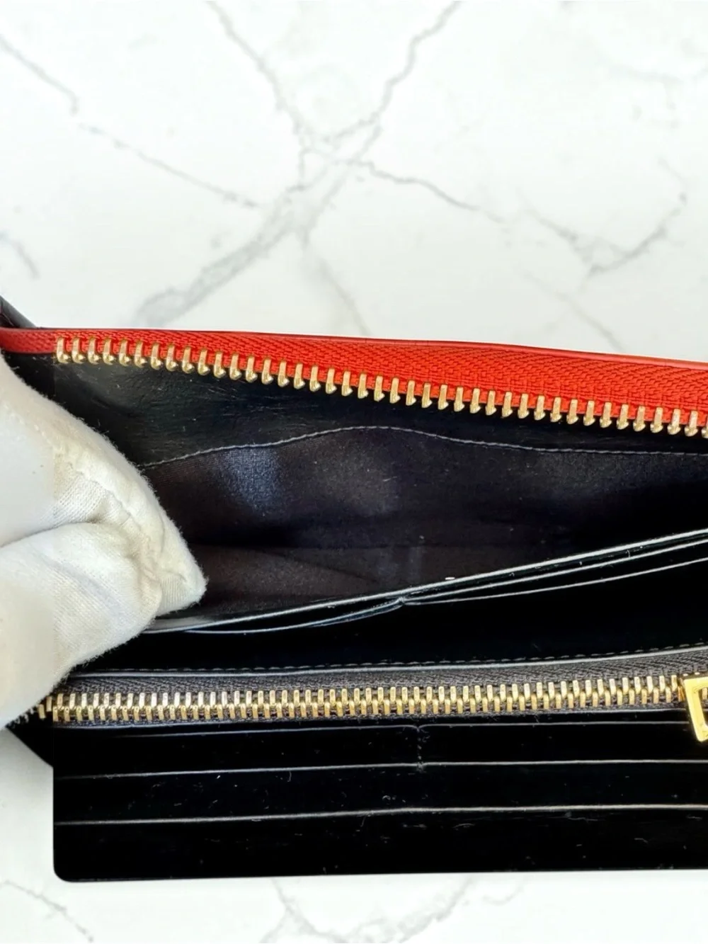 RARE Loewe Coral Orange Zip-Around Wallet
